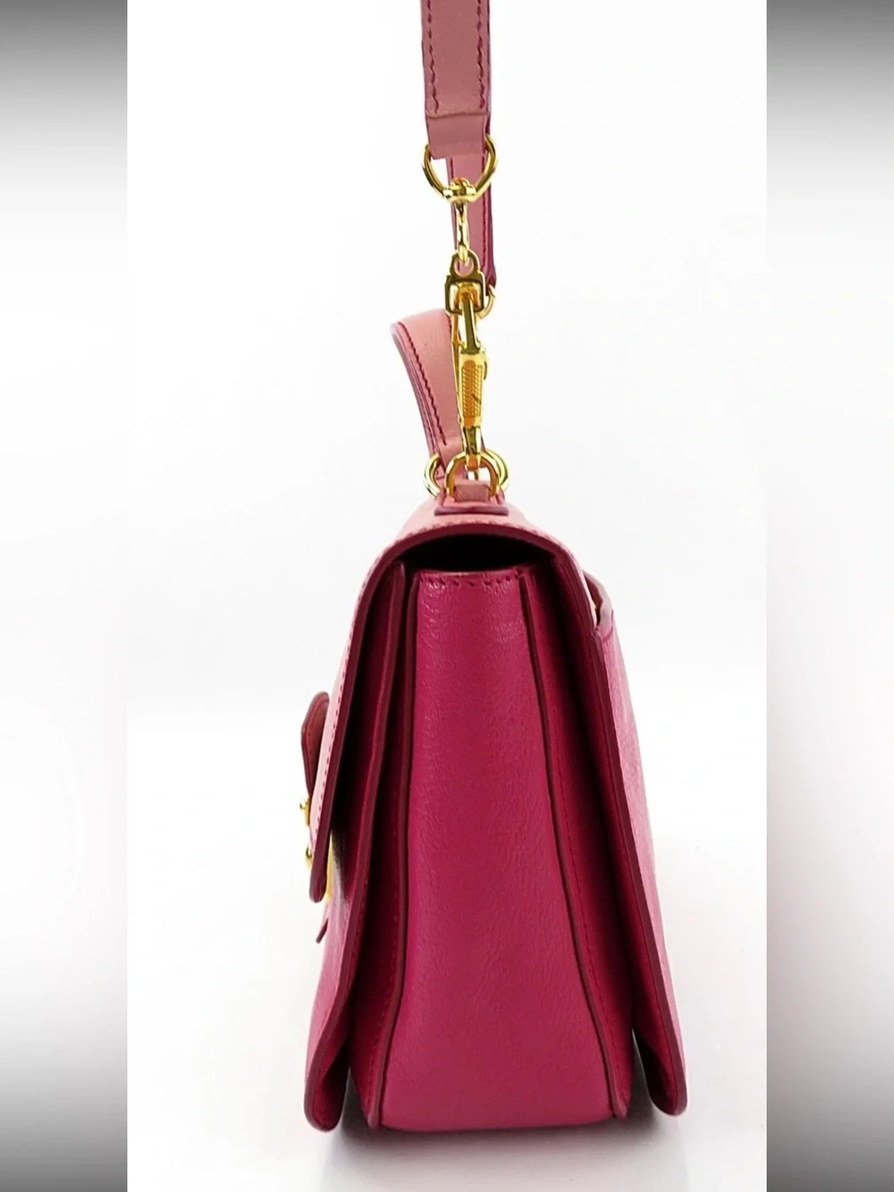Miu Miu Two-Tone Pink Leather Satchel with Gold Hardware